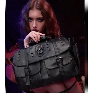Skull Satchel Purse Studded Gothic Messenger Bag Crossbody Handbag